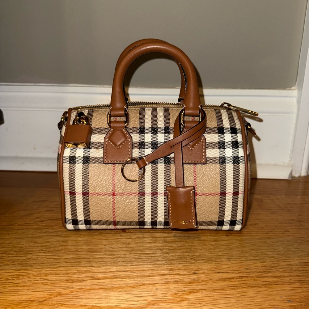 Burberry Tan and Brown Satchel Bag